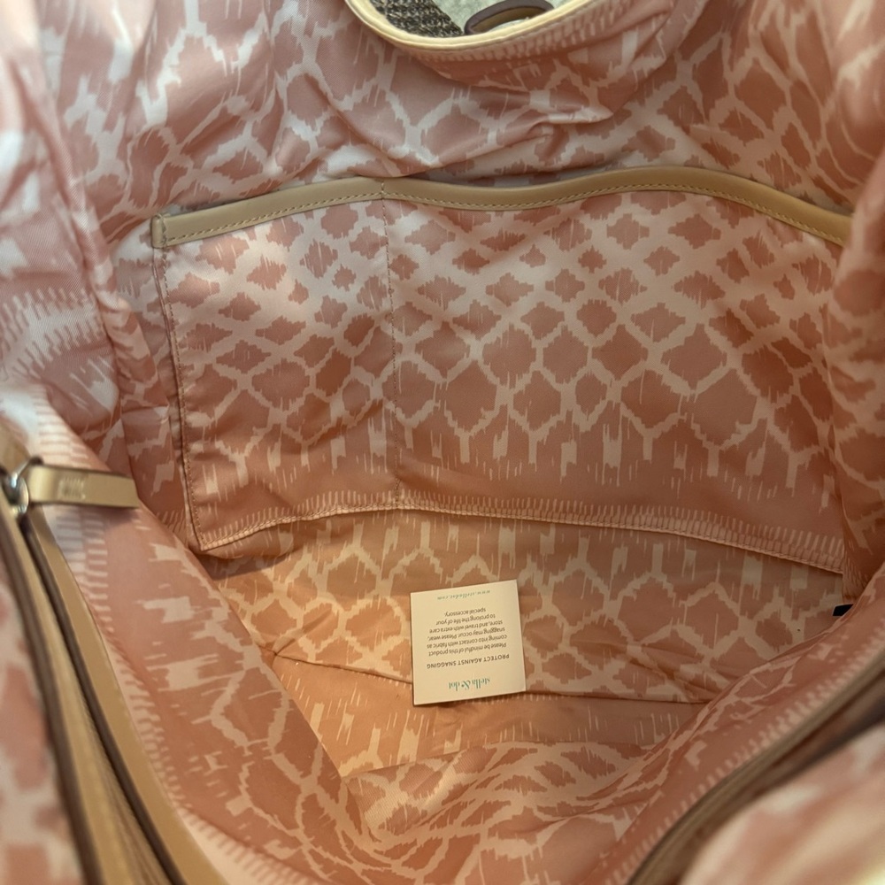 New STELLA & DOT RIVIERA Tote Rose Gold Metallic Woven Purse, Shoulder Bag - Picture 8 of 9